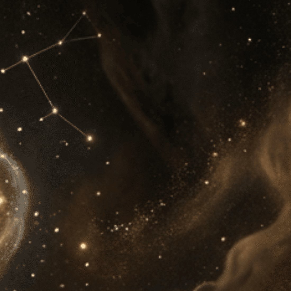 Constellations dorées sur fond cosmique